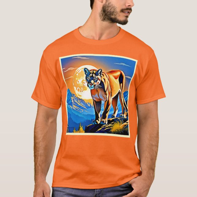 Camiseta Mountain Cougar: Sunset Majesty (Anverso)