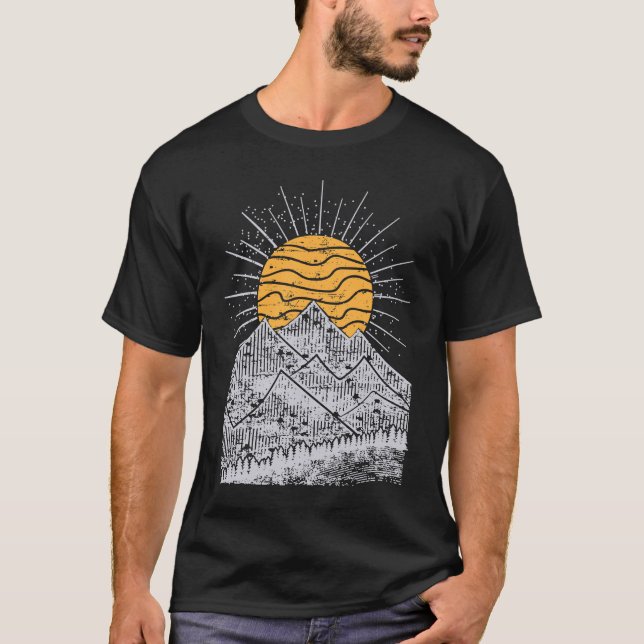 Camiseta Mountain Hiking Hill Sunset Adventure Wildlife Cam (Anverso)