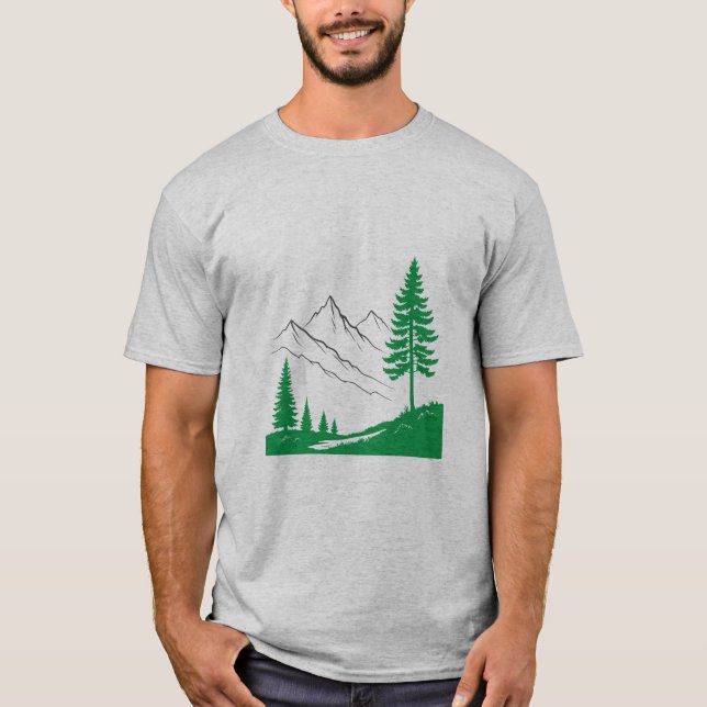 Camiseta Mountain Pine Tree Forest Nature Outdoor T-Shirt (Anverso)