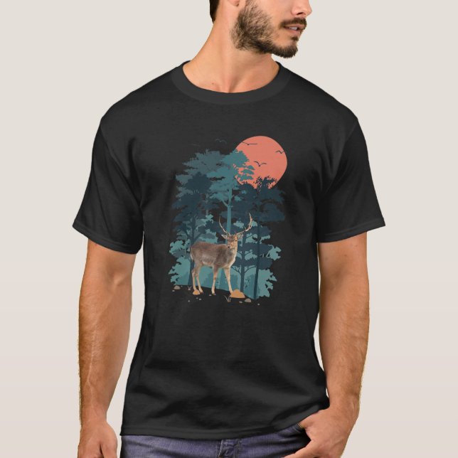 Camiseta Mountain Pine Tree Sky Birds Forest Landscape Big (Anverso)