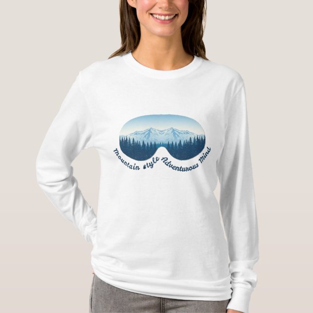 Camiseta Mountain Style, Adventurous Mind – Ski Goggle  (Anverso)