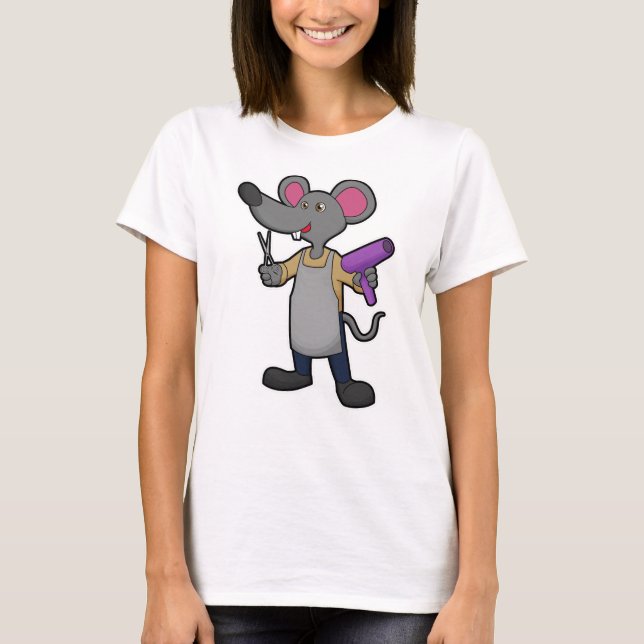 Camiseta Mouse as Hairdresser with Scissors & Hair dryer (Anverso)