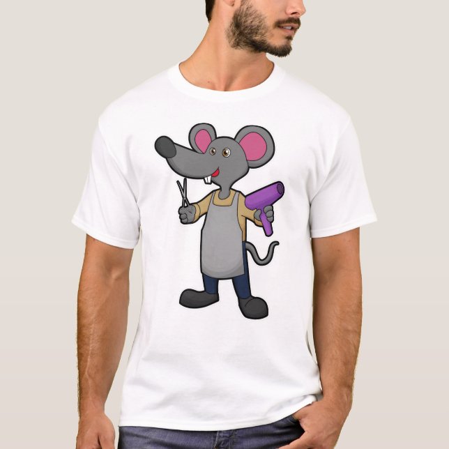 Camiseta Mouse as Hairdresser with Scissors & Hair dryer (Anverso)