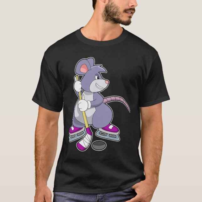 Camiseta Mouse at Ice hockey with Ice hockey stick (Anverso)