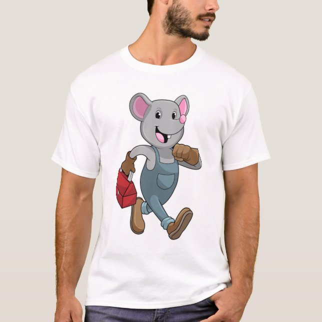 Camiseta Mouse como Handyman con Cuadro de herramientas (Anverso)