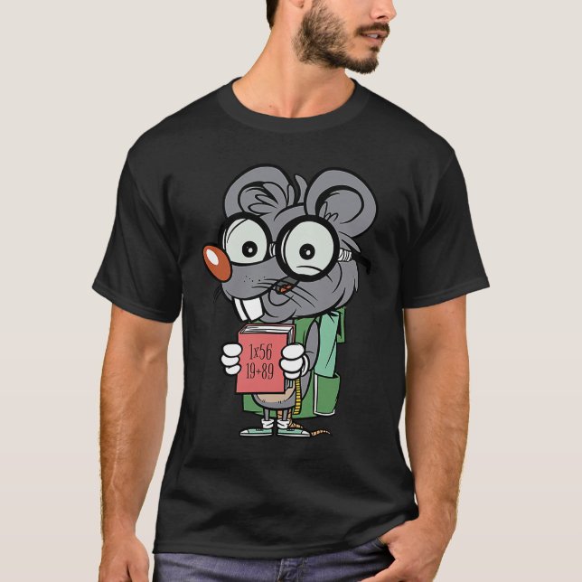 Camiseta mouse rat reading book (Anverso)
