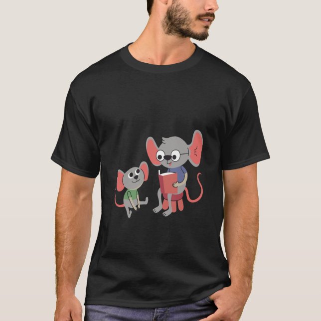 Camiseta mouse rat reading learning (Anverso)