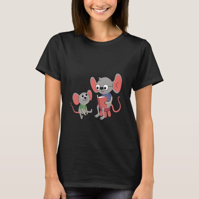 Camiseta mouse rat reading learning (Anverso)
