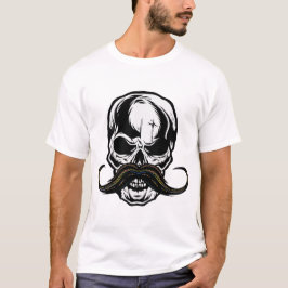 Camiseta moustache tete de mort crane hipster skull fantais