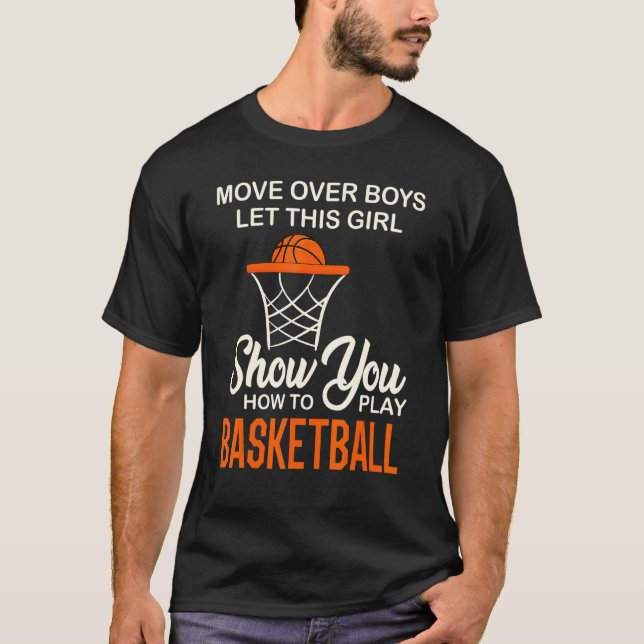 Camiseta Mover Sobre Niños Chica Mostrar Cómo Jugar Basketb (Anverso)