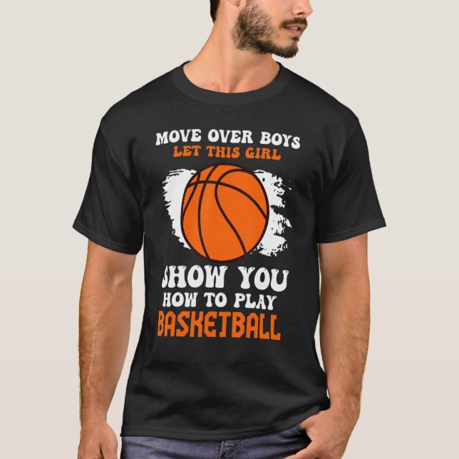 Camiseta Mover Sobre Niños Chica Mostrar Cómo Jugar Basketb (Anverso)