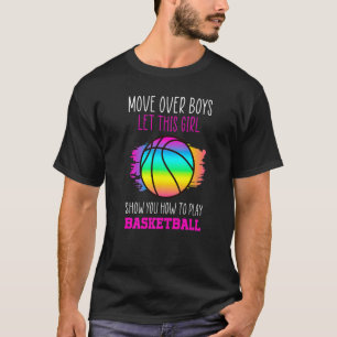 Camiseta Mover Sobre Niños Chica Mostrar Cómo Jugar Basketb