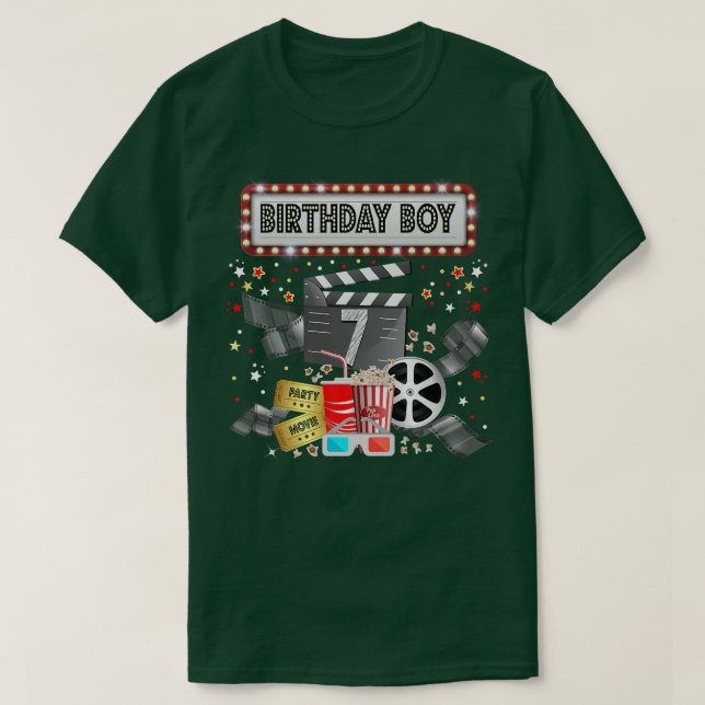 Camiseta Movie Night Birthday Party Pajama Slumber Popcorn  (Diseño del anverso)