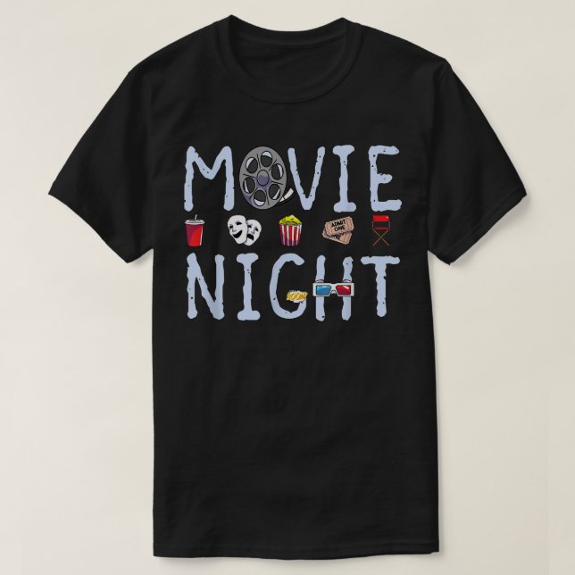 Camiseta Movie Night Popcorn Tickets Family Cinema Time Fil (Diseño del anverso)