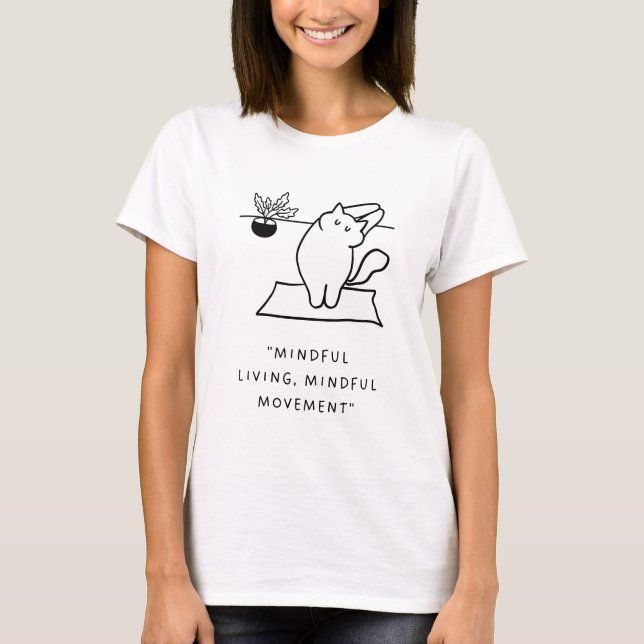 Camiseta "Movimiento consciente, consciente" | Gato de yoga (Anverso)