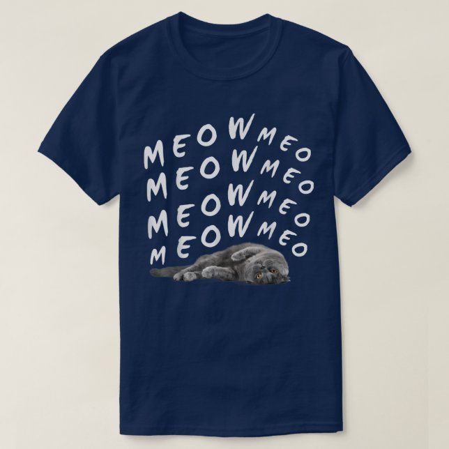 Camiseta mow meow lazy cool cat  (Diseño del anverso)