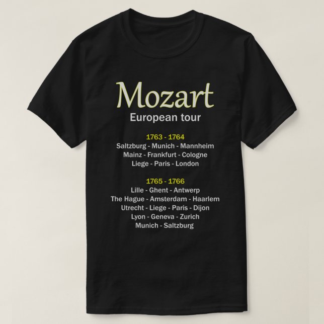 Camiseta Mozart European Tour Merchandise Classic T-Shirt (Diseño del anverso)