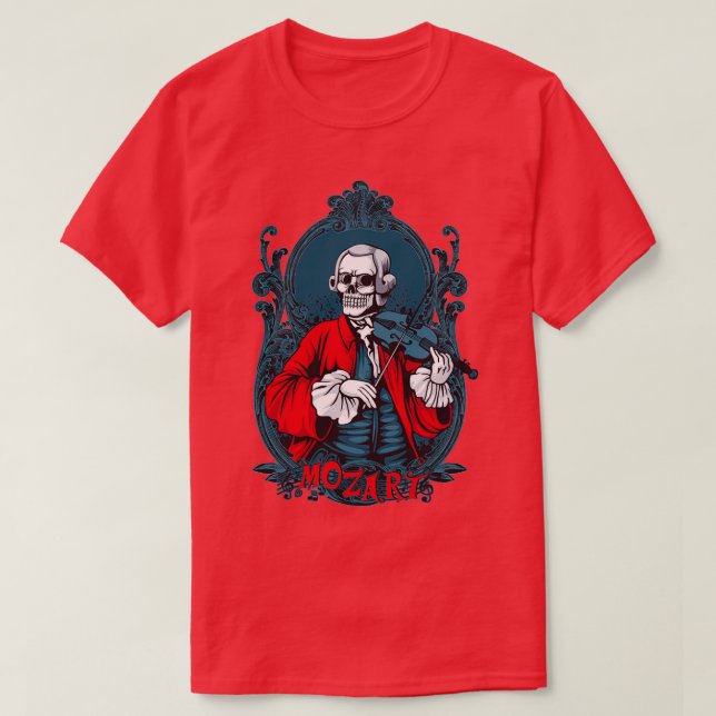 Camiseta Mozart Skull Jugando violín (Diseño del anverso)