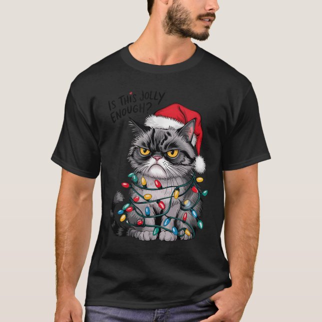 Camiseta Mpy Christmas Cat Jolly Enough Funny Holiday  (Anverso)