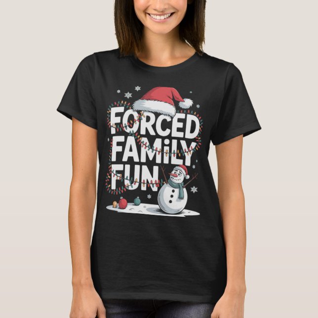 Camiseta Mpy Snowman Forced Family Fun Xmas Lights Kids T S (Anverso)