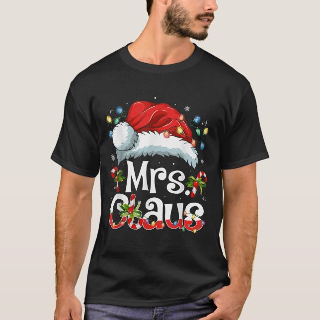 Camiseta Mr And Mrs Claus Couples Matching Christmas Pajama (Anverso)