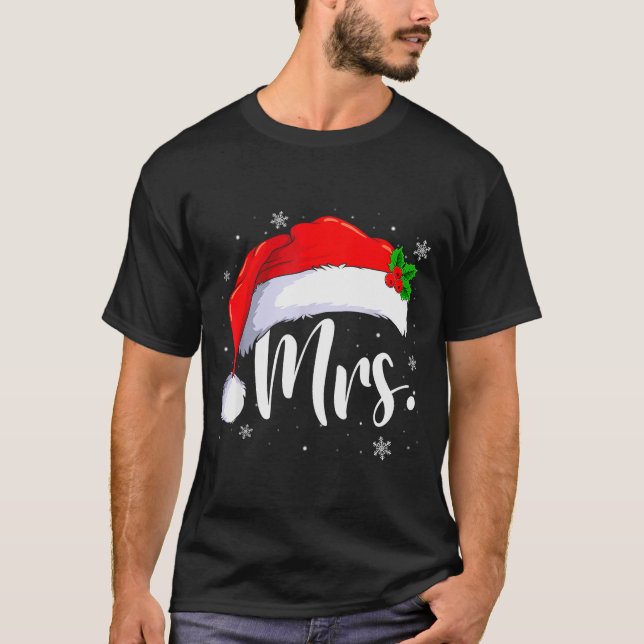 Camiseta Mr And Mrs Claus Couples Matching Christmas Pajama (Anverso)