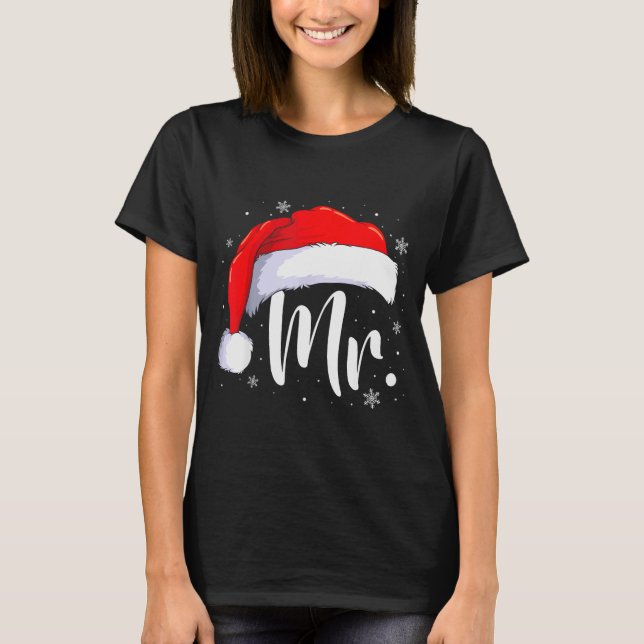 Camiseta Mr And Mrs Claus Couples Matching Christmas Pajama (Anverso)