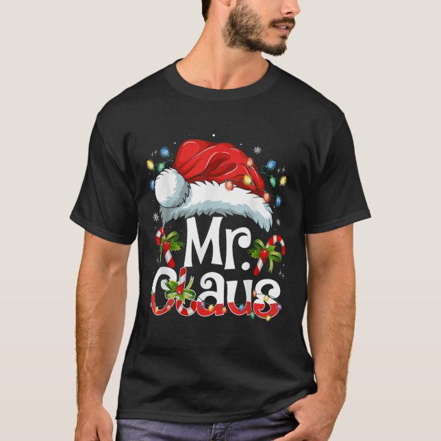 Camiseta Mr And Mrs Claus Couples Matching Christmas Pajama (Anverso)