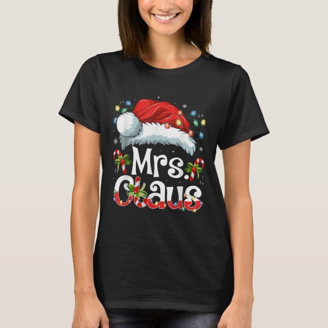 Camiseta Mr And Mrs Claus Couples Matching Christmas Pajama (Anverso)
