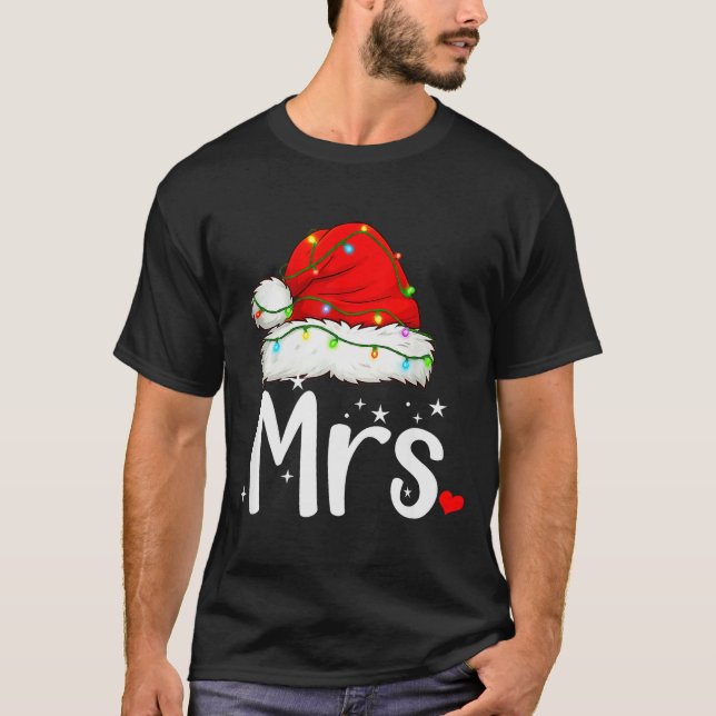 Camiseta Mr And Mrs Claus Couples Matching Christmas Pajama (Anverso)