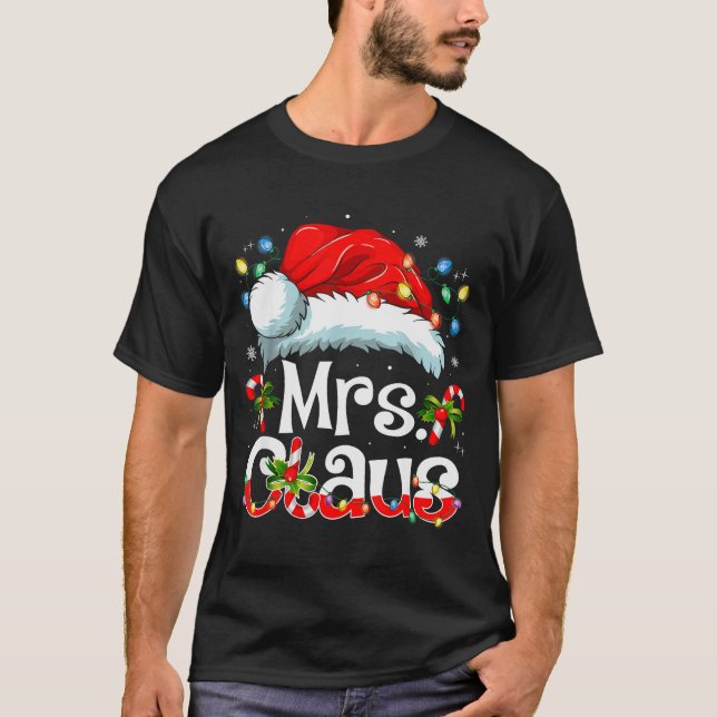 Camiseta Mr And Mrs Claus Couples Matching Christmas Pajama (Anverso)