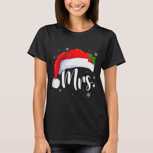Camiseta Mr And Mrs Claus Couples Matching Christmas Pajama (Anverso)