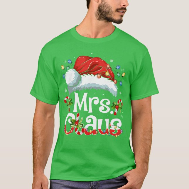 Camiseta Mr and Mrs Claus Couples Matching Christmas Pajama (Anverso)