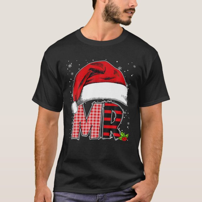 Camiseta Mr And Mrs Claus Couples Santa Hat Christmas Pajam (Anverso)