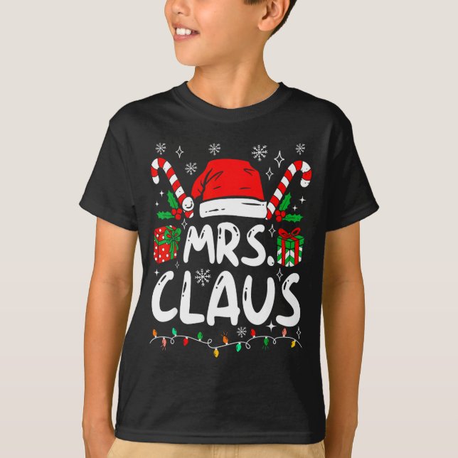 Camiseta Mr And Mrs Claus Santa Hat Couples Family Christma (Anverso)
