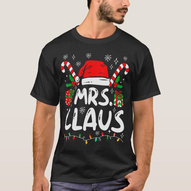 Camiseta Mr And Mrs Claus Santa Hat Couples Family Christma (Anverso)