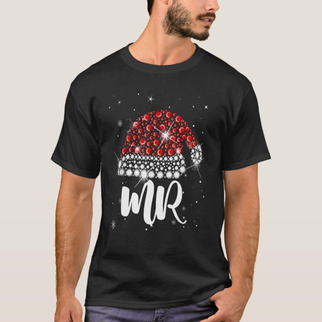 Camiseta Mr And Mrs Santa Hat Christmas Couples Matching Pa (Anverso)