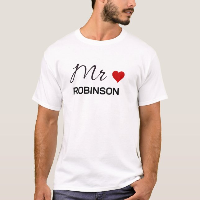 Camiseta Mr Black Modern Script Custom Wedding T-Shirt (Anverso)