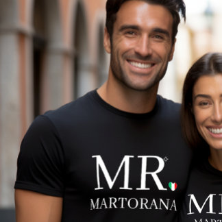 Camiseta MR. Italian Flag Heart Personal Last Name Couples