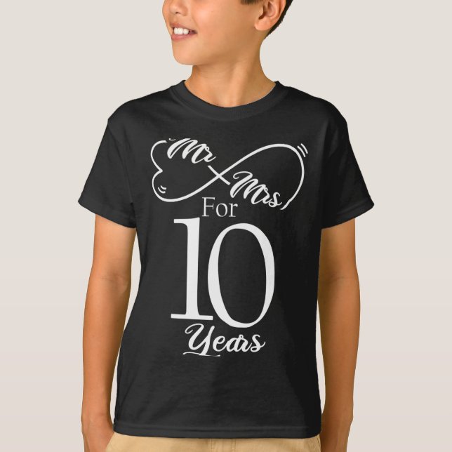 Camiseta Mr Mrs For 10 Years 1st Wedding Anniversary  (Anverso)