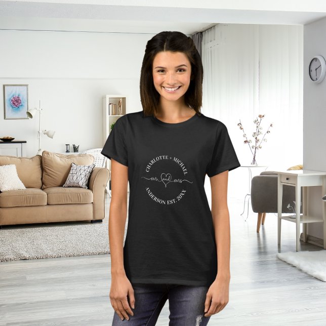 Camiseta Mr mrs nombres de recién casados blancos negros (Subido por el creador)