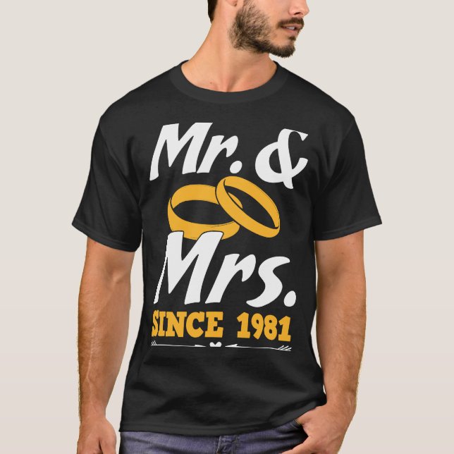 Camiseta Mr & Mrs Since 1981 Gif Couple Mister And Misses (Anverso)