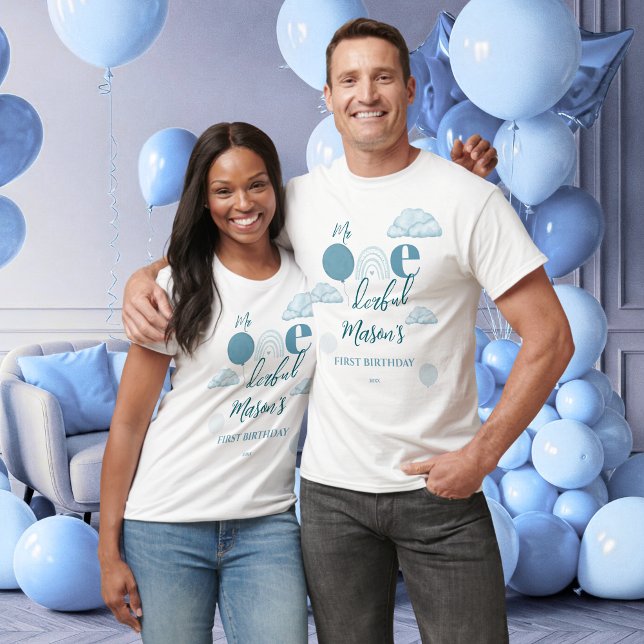Camiseta Mr Onederful Blue Cloud Family Matching Birthday (Subido por el creador)