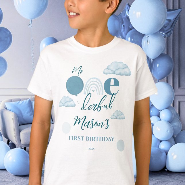 Camiseta Mr Onederful Blue Sky Cloud Boho First Birthday (Subido por el creador)