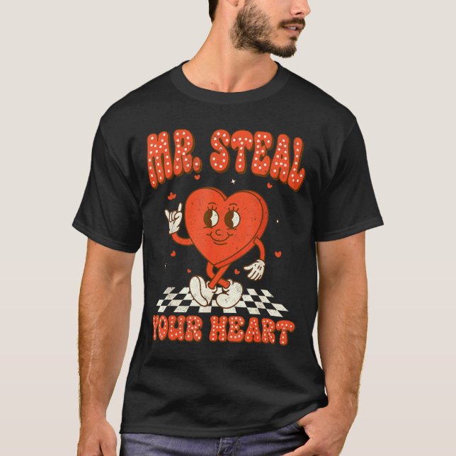 Camiseta Mr Steal Your Heart For Boys Toddlers Valentine's  (Anverso)