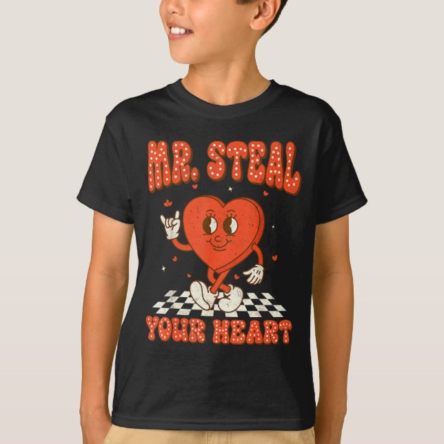 Camiseta Mr Steal Your Heart For Boys Toddlers Valentine's  (Anverso)
