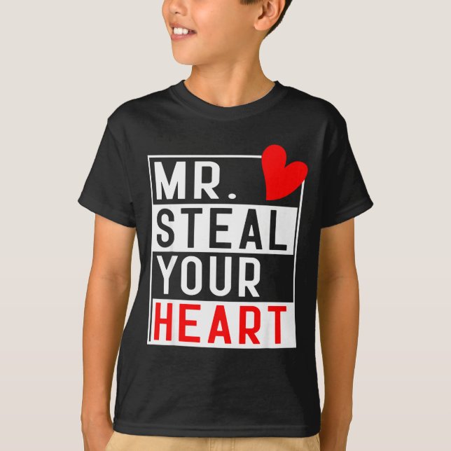 Camiseta Mr Steal Your Heart For Boys Toddlers Valentine's  (Anverso)