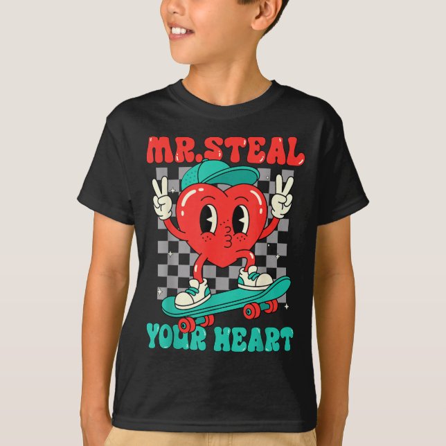 Camiseta Mr Steal Your Heart For Boys Toddlers Valentine's  (Anverso)