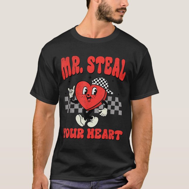 Camiseta Mr Steal Your Heart For Boys Toddlers Valentine's  (Anverso)