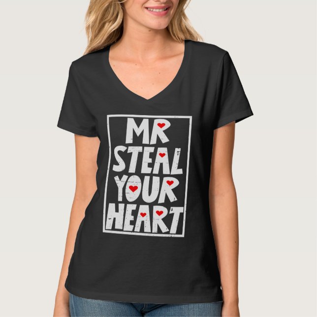 Camiseta Mr Steal Your Heart Valentine's Day Kids Boys Men  (Anverso)